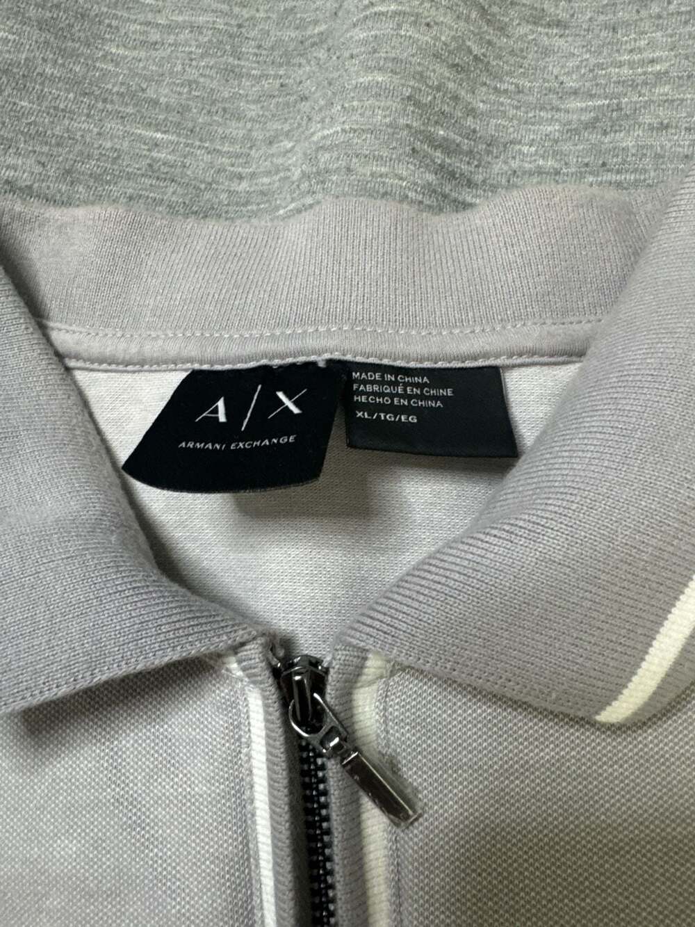 Armani Exchange Men’s Grey Quarter Zip Polo Shirt Contrast Trim Size XL - Picture 4 of 11
